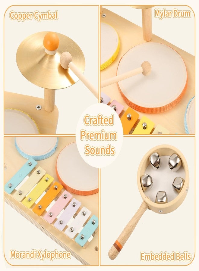 WINGYZ Kids Drum Set - 10-in-1 Montessori Toys for 1-3 Year Old & Wooden Musical Instruments for Toddlers, Baby Musical Toys with Drums, Xylophone, Helps Hand-Eye Coordination, Gift for 1-3 Boys Girls - Image 4